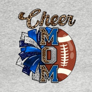 Cheer Mom - Football & Pom Pom - Blue T-Shirt